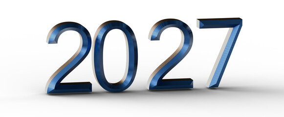 2027 text in 3D blue. Ideal for New Year greetings, business presentations, futuristic concepts, and financial forecast © vegefox.com