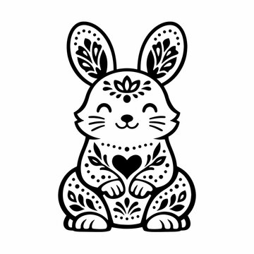 Conejo abstracto con detalles florales