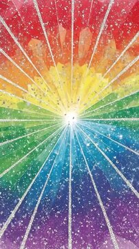 Colorful Radial Rainbow Pattern with Sparkling Silver Lines for Pride Month Event Graphics