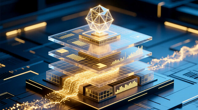 Advanced AI Strategic Intelligence Engine analyzes business data with layered decision architecture for informed strategy consulting and enterprise analytics leveraging cognitive computing