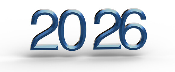 3D render of the year 2026. Perfect for New Year's resolutions, future planning, and digital design. Ideal for website b © vegefox.com