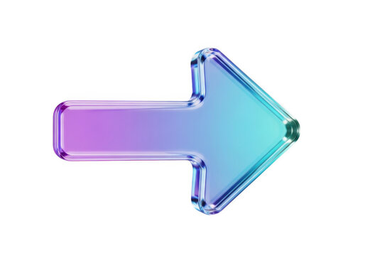 A large purple and blue arrow pointing to the right isolated on transparent background