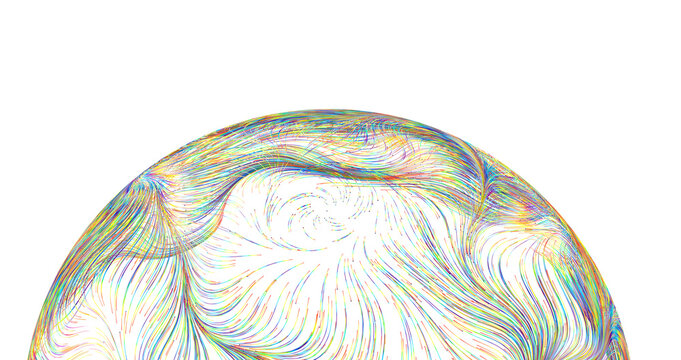 Unique artistic image of flowing colorful lines creating a swirling pattern on a white backdrop. Perfect for creative pr