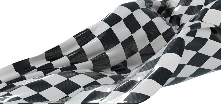 Close up of a wavy finish flag with a checkboard pattern, perfect for racing and competition themes.