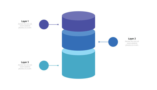 Three Layer 3D Cylinder Infographic Template For Data Visualization