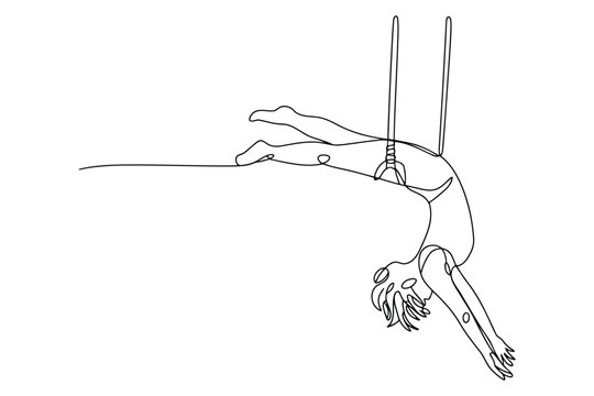 Minimalist black and white line of a hand with two upright needles and string line hand fingers