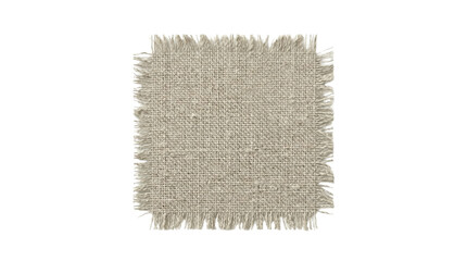Square burlap fabric swatch with frayed edges