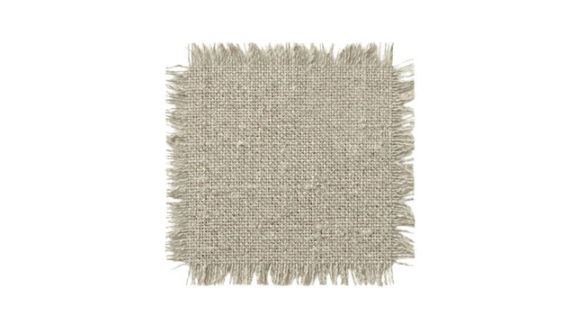 Square burlap fabric swatch with frayed edges