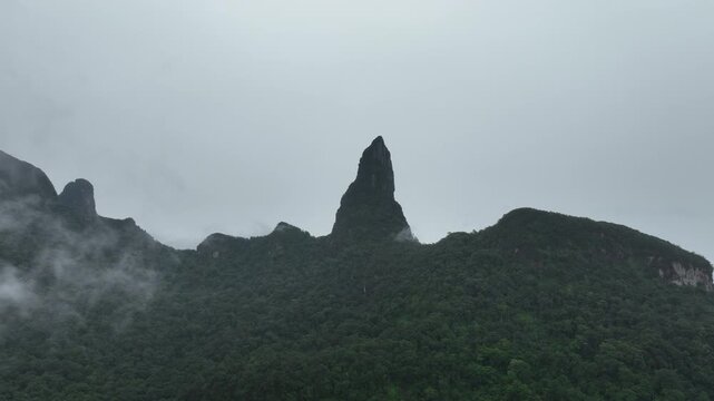 Bay of Spires, Ba&iacute;a das Agulhas on S&atilde;o Tom&eacute; and Pr&iacute;ncipe, drone perspective