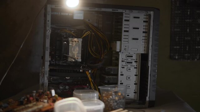 Vintage Hardware Service Demonstration. Maintenance And Troubleshooting Of Old Computer Systems. Media