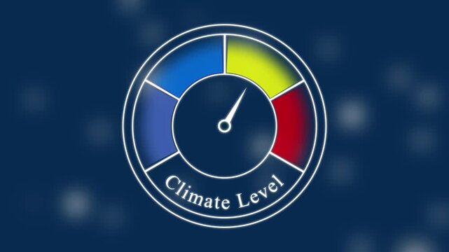 Circular gauge indicating climate level with colored segments