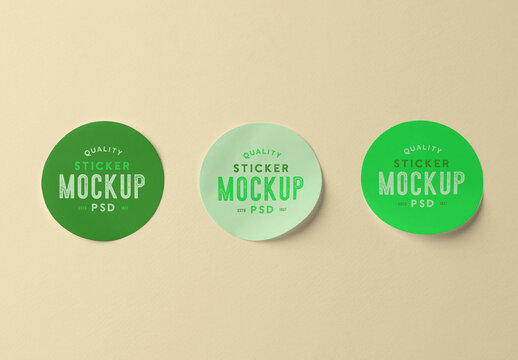 Three Circle Sticker Mockups