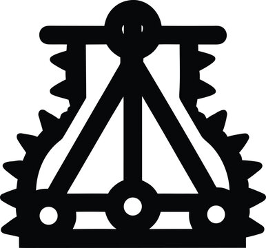 a trebuchet with counterweight and sling the entire image silhouette vector illustration on transparent background