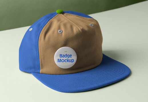 Single Badge on Cap Mockup
