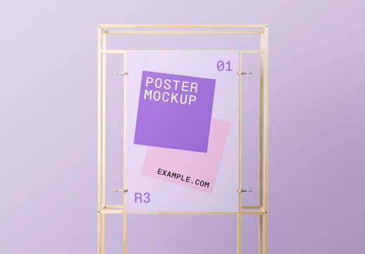 Poster Frame with Clips Mockup