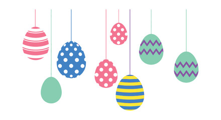 Colorful easter eggs hang from strings creating a festive and cheerful springtime decoration a striking silhouette high quality professional detailed modern