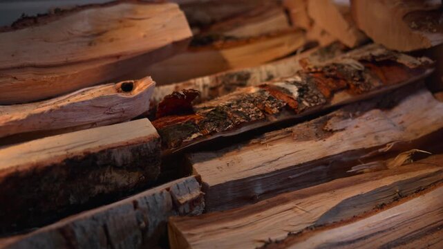 Industrial Chain With Vibrant Workshop Energy. Metal Chain Gliding Across Split Logs In Workshop Scene. Media