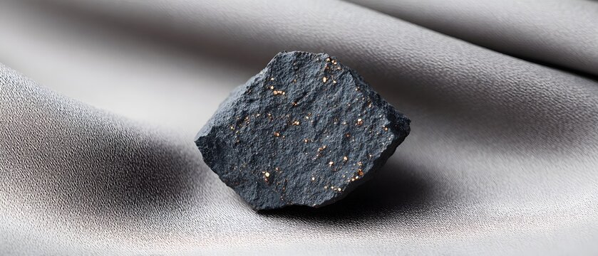 Dark Mineral with Golden Flecks on Textured Grey Fabric