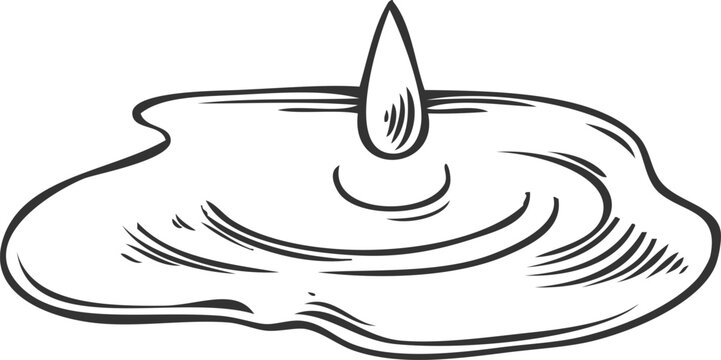 Melted burning candle with flowing wax sketch, vintage vector engraved hand drawn glowing lit paraffin candle with fire