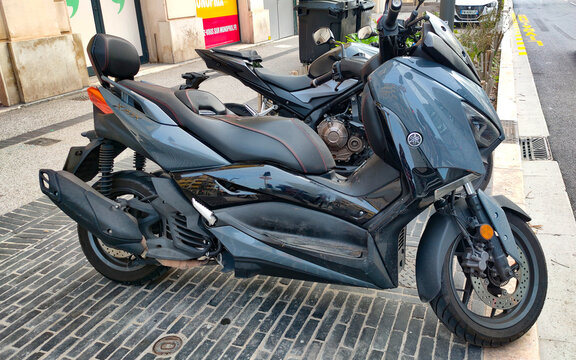 Monte-Carlo, Monaco - March 09, 2026: Yamaha Xmax 300 Motorcycle on road at Monte-Carlo, Monaco