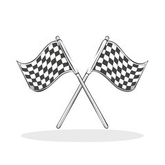 Fototapeta premium Two Crossed Checkered Flags Signaling Start Finish Line for Racing Competition