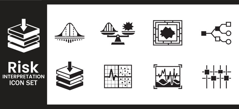 Risk Interpretation and Quantitative Data Analysis Icon Set
