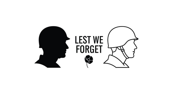 Lest We Forget Soldier Silhouettes Vector
