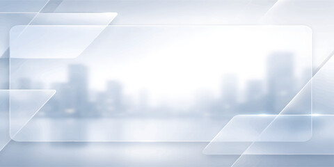 Fototapeta premium Abstract Glassmorphism City Background with Blurred Skyline, Modern Corporate Business Banner Design.Vector Illustration.