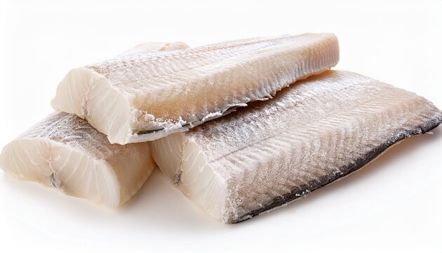 Frozen Cod Fish Loins Without Skin Isolated On White