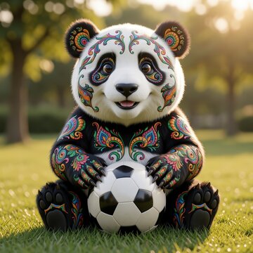 oso panda, mexico, balompi&eacute;, bal&oacute;n, bailes, deporte, campeonato, juego, ilustraci&oacute;n, vector, certamen, s&iacute;mbolo, icono, objeto, gol, designio, equipo, arte, copa, esfera, 3d, mundo, bandera, mascota, a