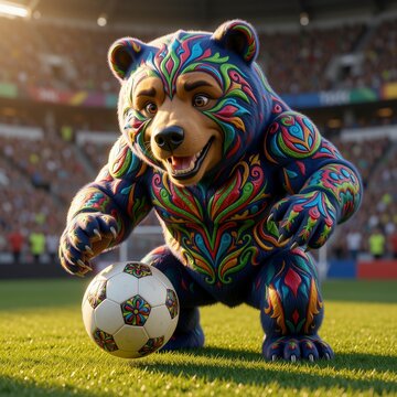 oso, mexico, balompi&eacute;, bal&oacute;n, bailes, deporte, campeonato, juego, ilustraci&oacute;n, vector, certamen, s&iacute;mbolo, icono, objeto, gol, designio, equipo, arte, copa, esfera, 3d, mundo, bandera, mascota, alegre,