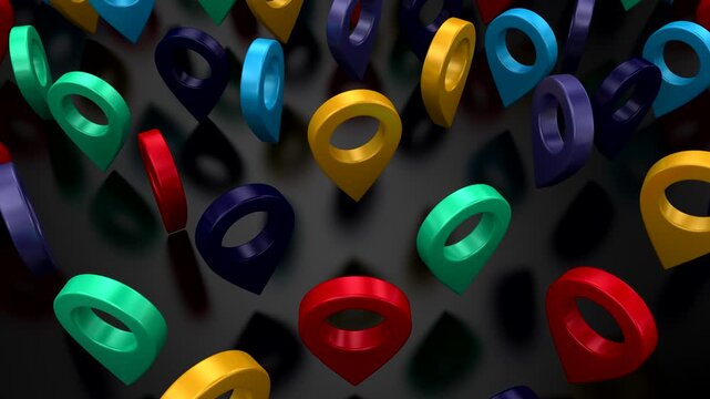 Travel Animation. Black background, loop, 3d rendering, 4k resolution
