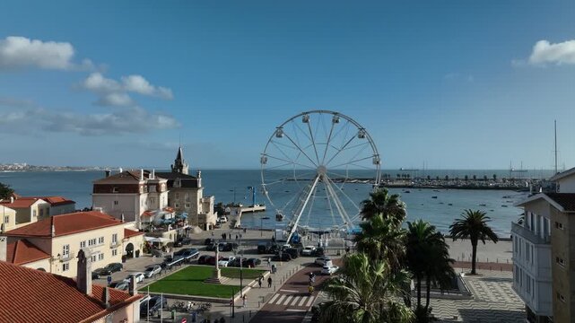 VISTA AEREA DE LA COSTA EN CASCAIS , PORTUGAL