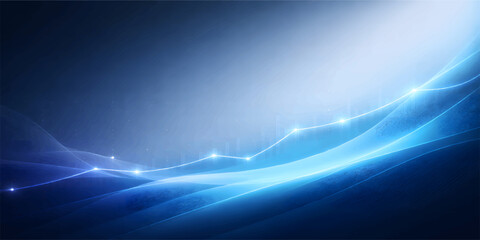 Naklejka premium Abstract Blue Financial Growth Background with Glowing Line Chart, Futuristic Data Analytics Technology Design. Vector illustration.