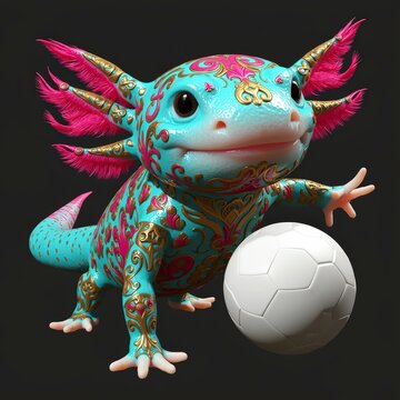ajolote, mexico, balompi&eacute;, bal&oacute;n, bailes, deporte, campeonato, juego, ilustraci&oacute;n, vector, certamen, s&iacute;mbolo, icono, objeto, gol, designio, equipo, arte, copa, esfera, 3d, mundo, bandera, mascota, ale
