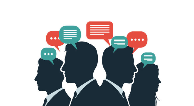 Business people talking in discussion.