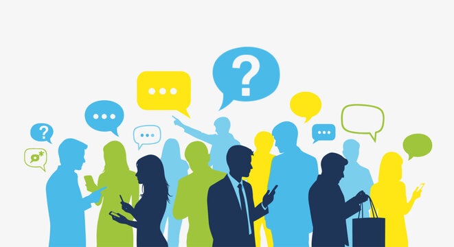 People talking in a group conversation.