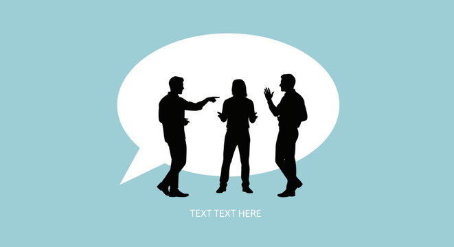 Silhouettes of people talking and gesturing.