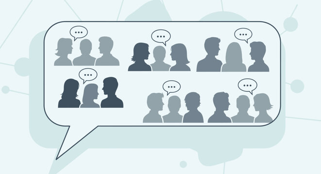 Group of people talking together.