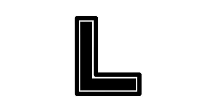 Bold black letter l in minimalist design on white background