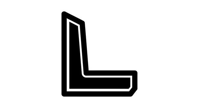 Modern monochrome geometric l shape design on white background