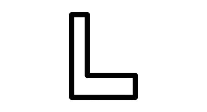 Minimalistic bold letter l icon in black outline for typography projects