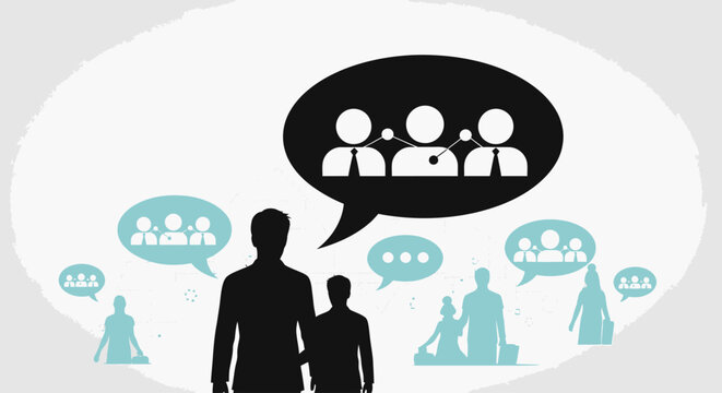 Silhouette of people communicating effectively.