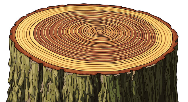 Detailed tree ring pattern on cross section of a log