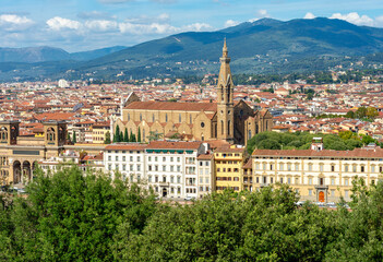 Fototapeta premium Basilica of the Holy Cross (Santa Croce) in Florence, Italy (translation 