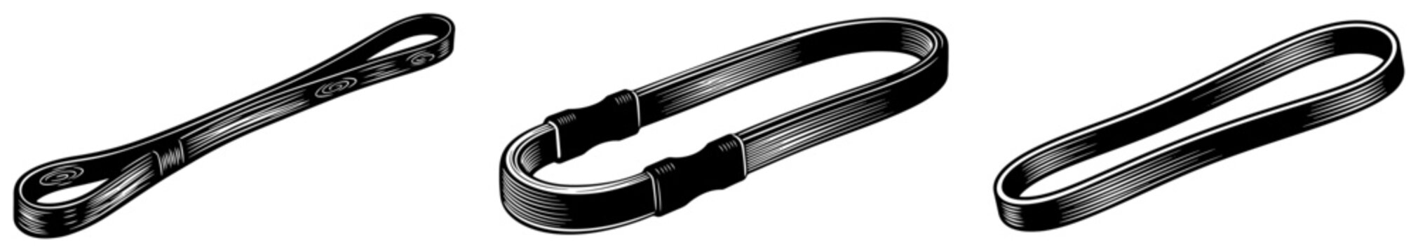 Industrial timing belt and engine fan belts set, mechanical transmission parts, rubber machinery hardware icons