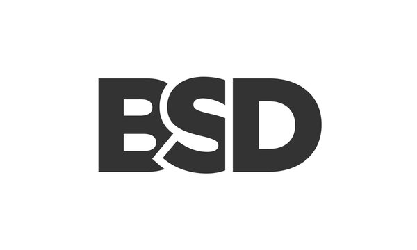 BSD logo design template with strong and modern bold text. Initial based vector logotype featuring simple and minimal typography. Trendy company identity.