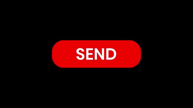 Minimalist send button animation 4k, mouse cursor arrow clicking a rounded red button, seamless loop for website interface design, call to action and digital message delivery vfx assets.