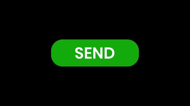 Professional call to action send button 4k, mouse hand pointer click animation on green button with transparent background, motion graphics for email marketing, vlogs and business tutorials.