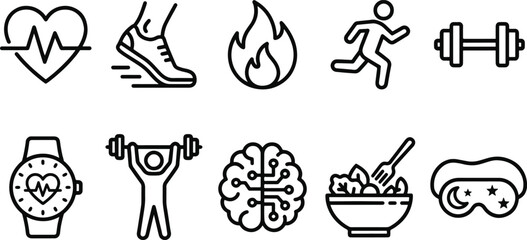 Obraz premium A collection of icons related to health and wellness